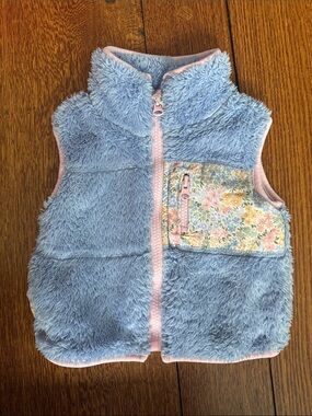 Stitch Fish Fleece Vest with Floral Pocket - 12 mos